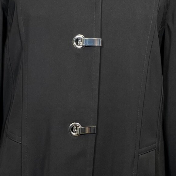 London Fog Women's Black Trench Coat Rain Coat Topper Size Medium - Picture 6 of 13
